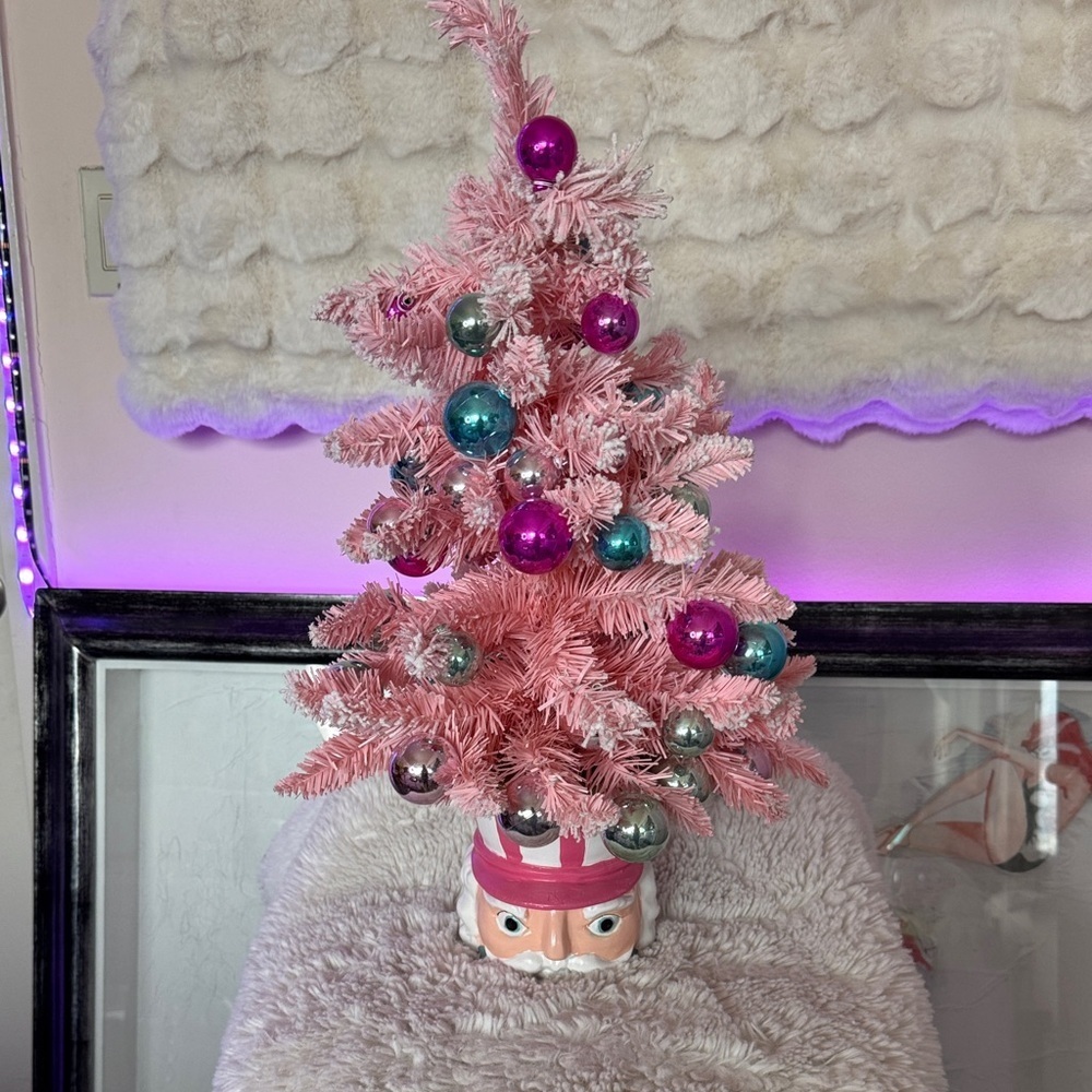 Pink Holiday Tree with Ornaments